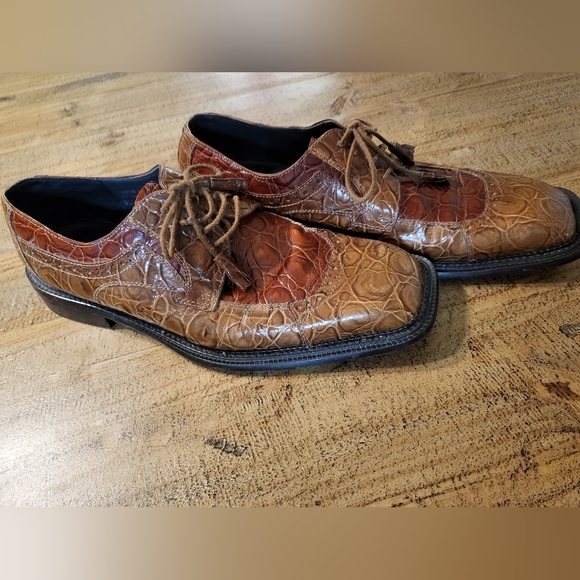 Giorgio Brutini Brown Oxfords with Embossed Leather and Square Toe main image 6
